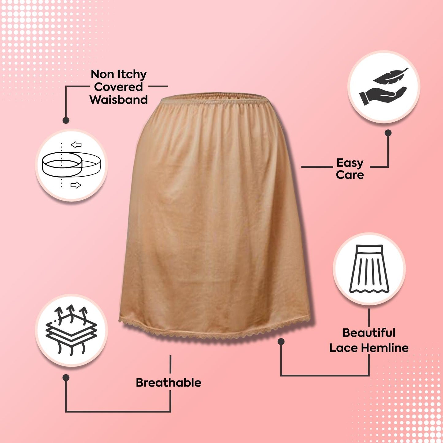Classic Half Slip - short and long - ranges from 14" till 34" (Nude)